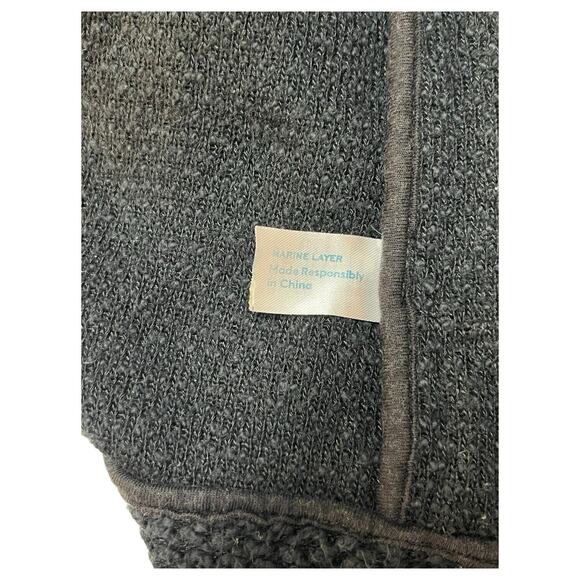 Marine Layer Cardigan Sweater Womens Small Black Open Front Heavyweight Pockets - Picture 10 of 13